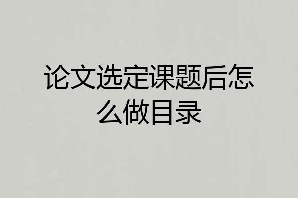 论文选定课题后怎么做目录