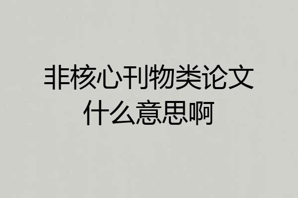 非核心刊物类论文什么意思啊