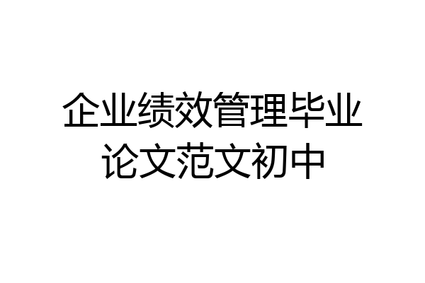 企业绩效管理毕业论文范文初中