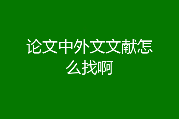 论文中外文文献怎么找啊