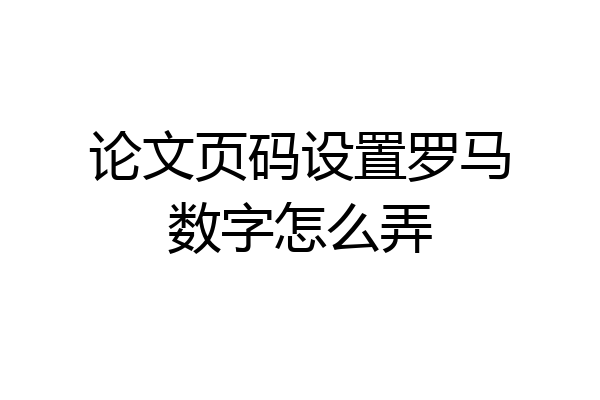 论文页码设置罗马数字怎么弄