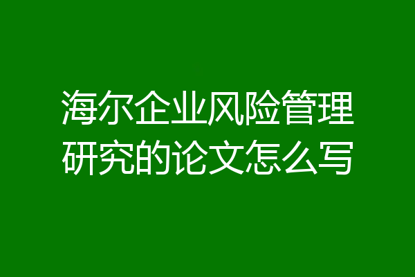 海尔企业风险管理研究的论文怎么写