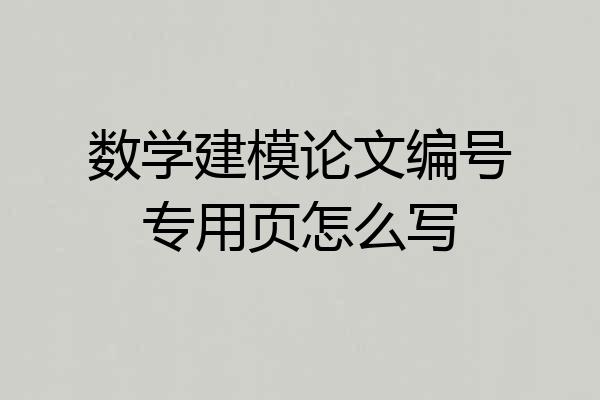 数学建模论文编号专用页怎么写