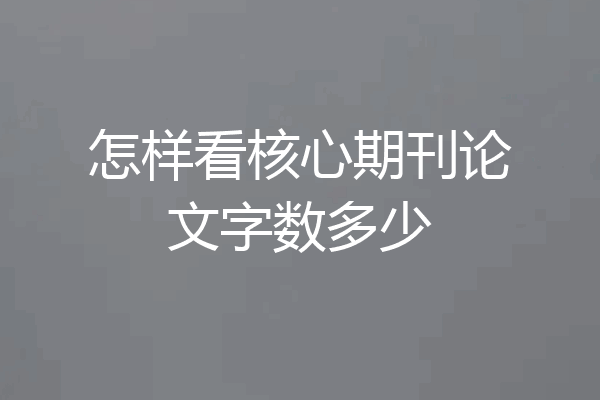 怎样看核心期刊论文字数多少