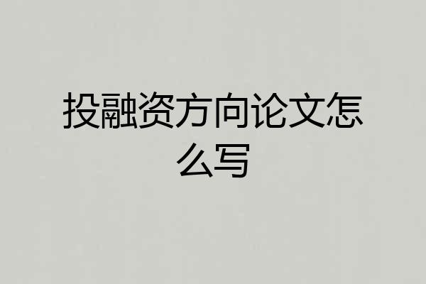 投融资方向论文怎么写