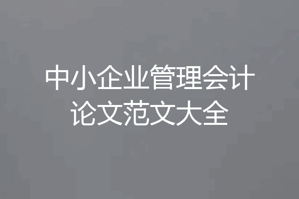 中小企业管理会计论文范文大全