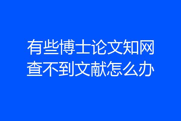 有些博士论文知网查不到文献怎么办