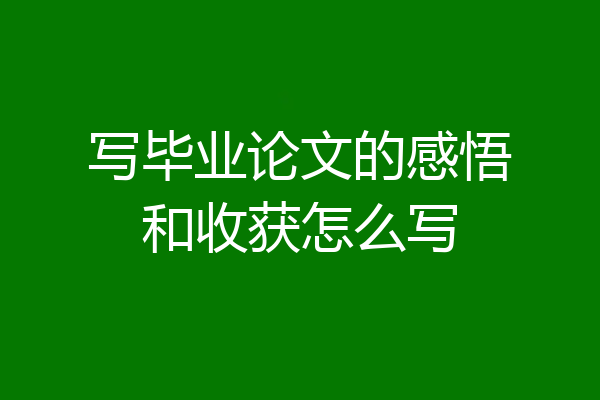 写毕业论文的感悟和收获怎么写