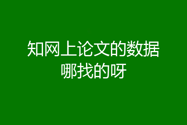 知网上论文的数据哪找的呀