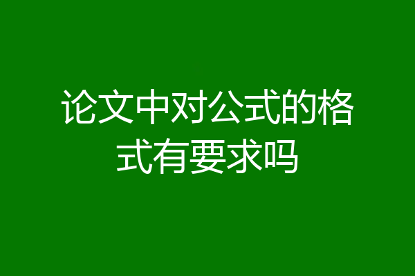论文中对公式的格式有要求吗