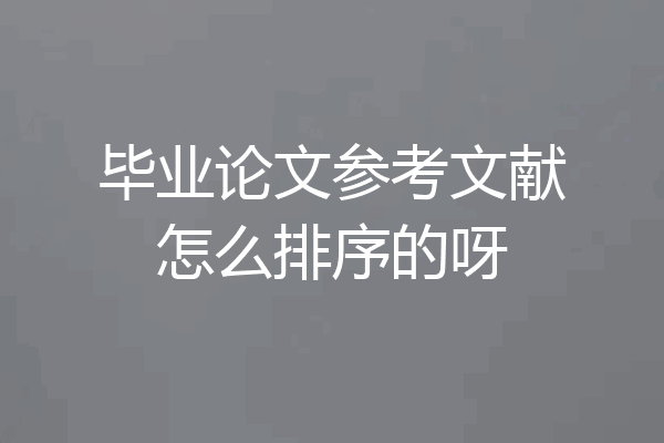 毕业论文参考文献怎么排序的呀