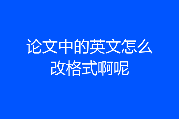 论文中的英文怎么改格式啊呢