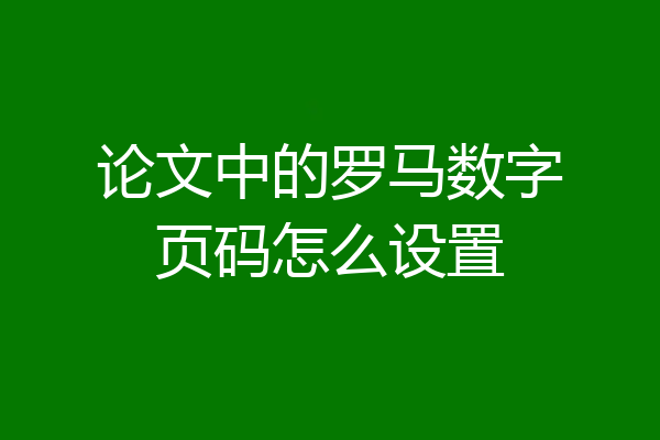 论文中的罗马数字页码怎么设置