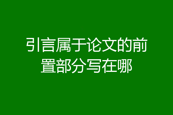 引言属于论文的前置部分写在哪
