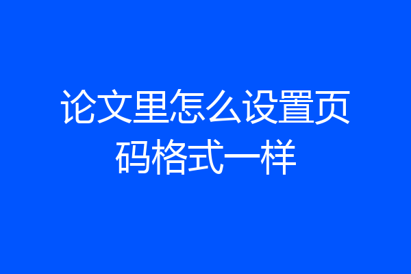 论文里怎么设置页码格式一样