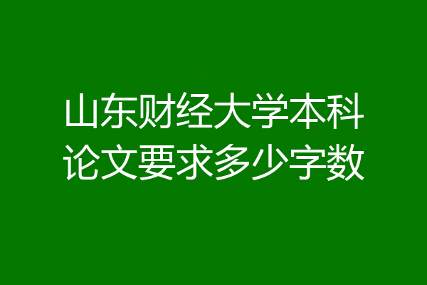 山东财经大学本科论文要求多少字数