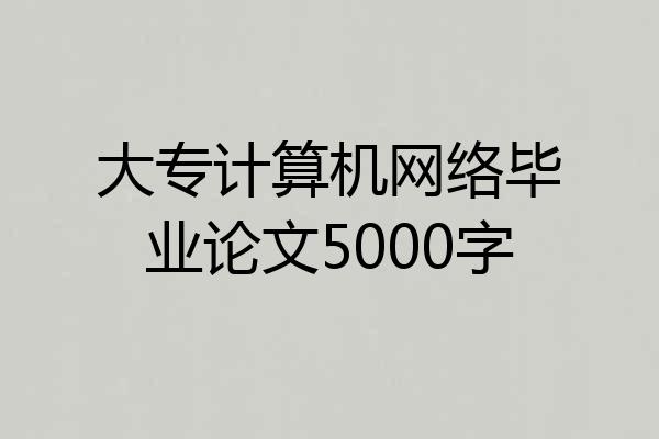 大专计算机网络毕业论文5000字
