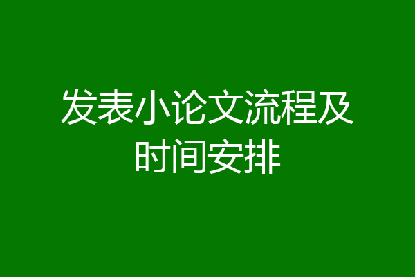 发表小论文流程及时间安排