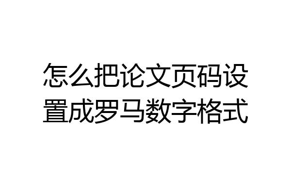 怎么把论文页码设置成罗马数字格式