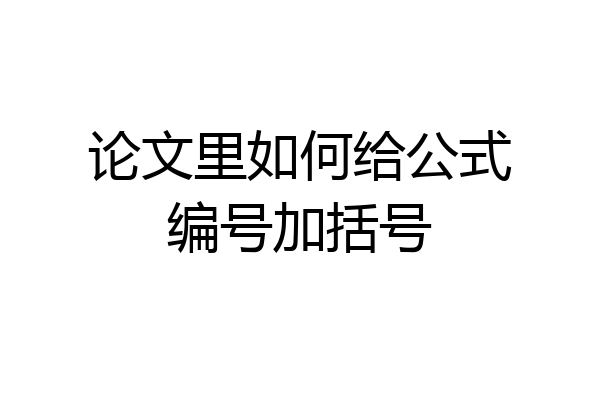 论文里如何给公式编号加括号