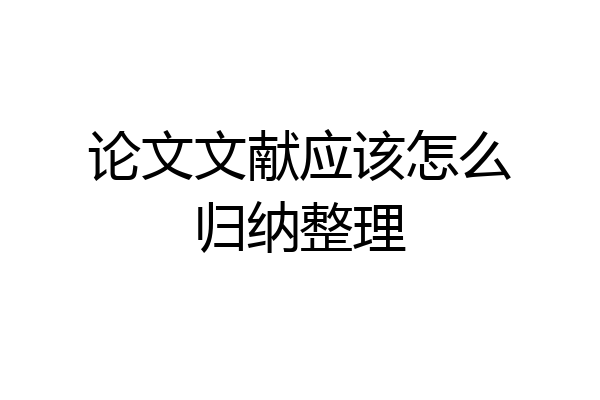 论文文献应该怎么归纳整理