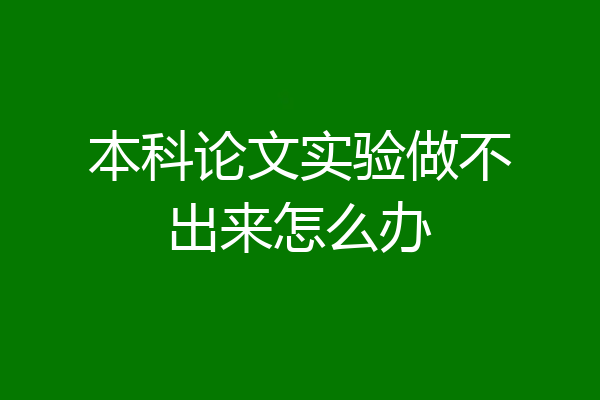 本科论文实验做不出来怎么办