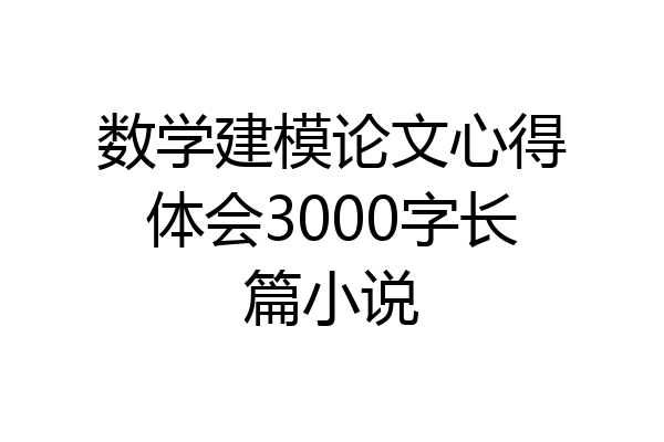数学建模论文心得体会3000字长篇小说