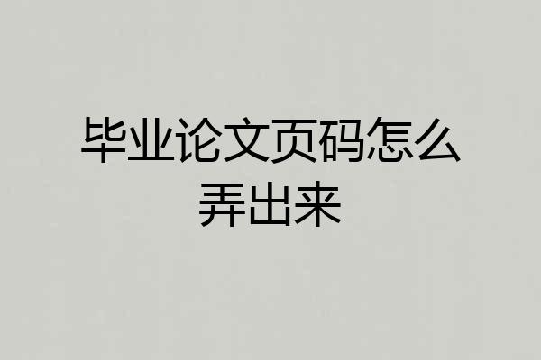 毕业论文页码怎么弄出来