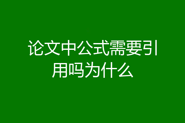 论文中公式需要引用吗为什么