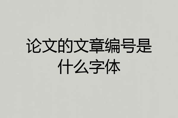 论文的文章编号是什么字体