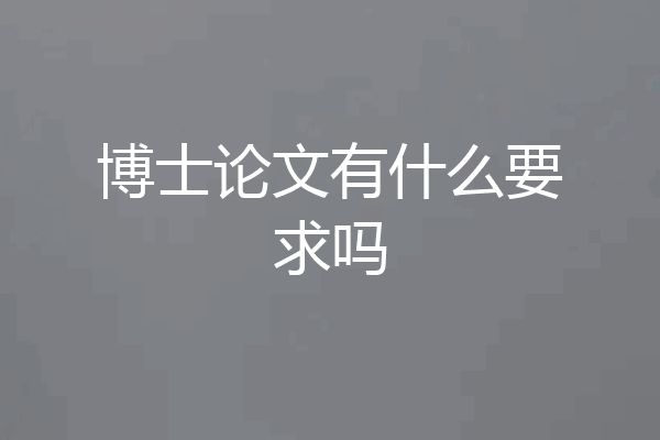 博士论文有什么要求吗