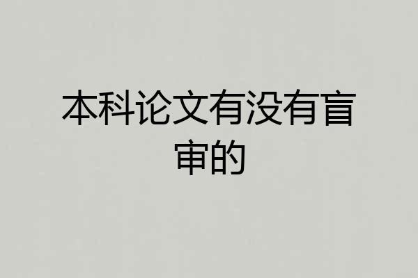本科论文有没有盲审的