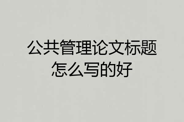 公共管理论文标题怎么写的好