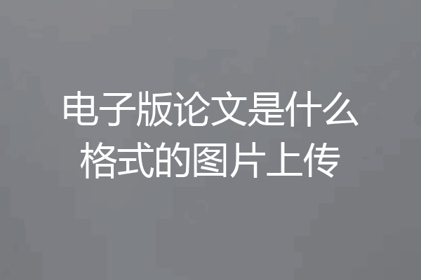 电子版论文是什么格式的图片上传