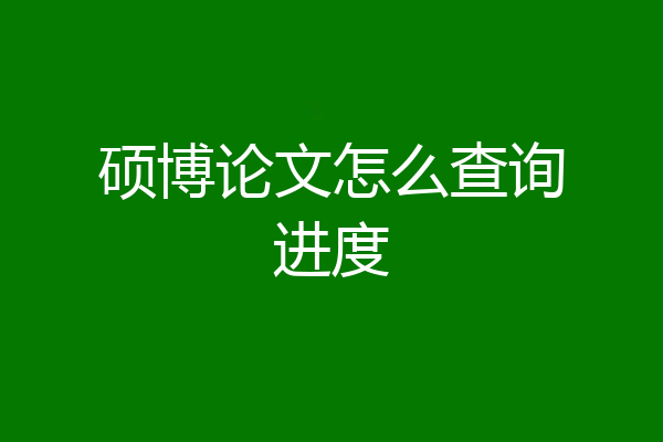 硕博论文怎么查询进度