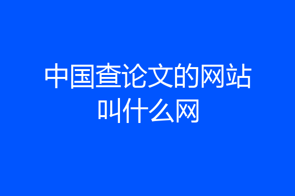 中国查论文的网站叫什么网