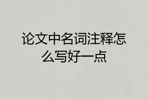 论文中名词注释怎么写好一点