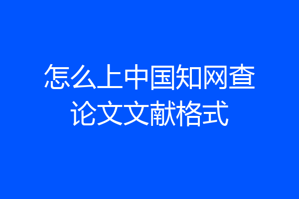 怎么上中国知网查论文文献格式