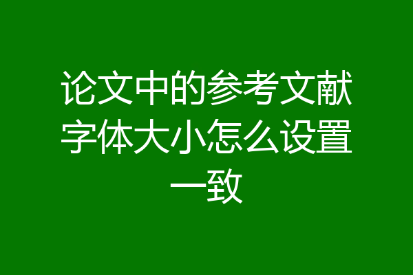 论文中的参考文献字体大小怎么设置一致