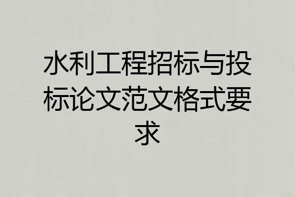 水利工程招标与投标论文范文格式要求