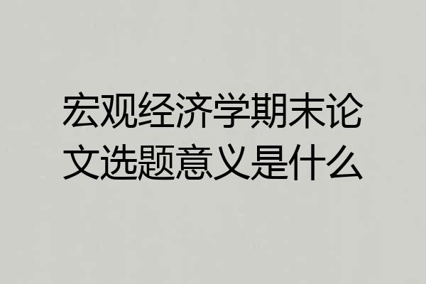 宏观经济学期末论文选题意义是什么