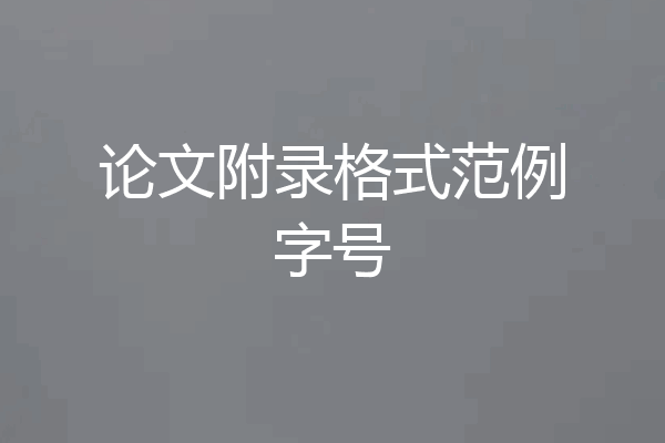 论文附录格式范例字号