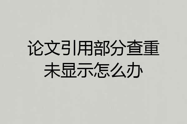 论文引用部分查重未显示怎么办