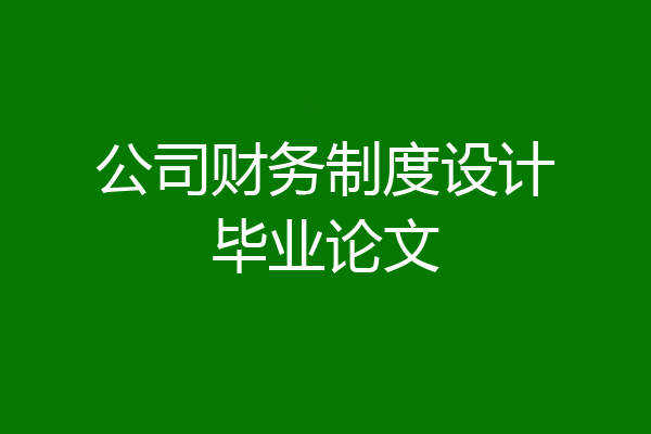 公司财务制度设计毕业论文
