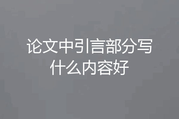 论文中引言部分写什么内容好