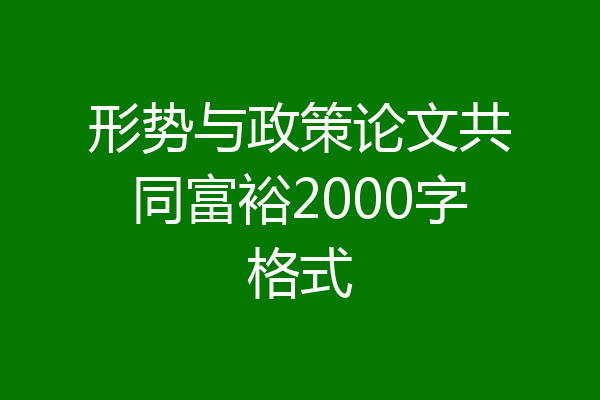 形势与政策论文共同富裕2000字格式