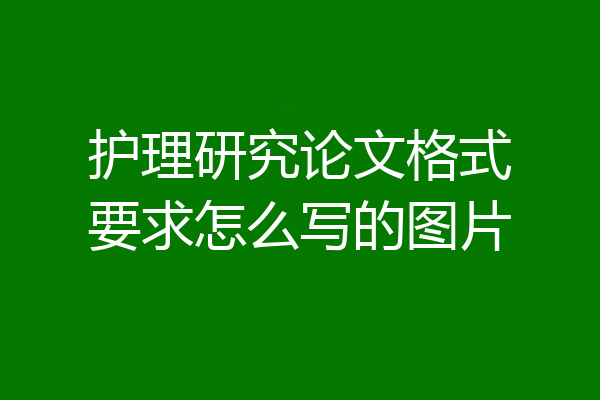 护理研究论文格式要求怎么写的图片
