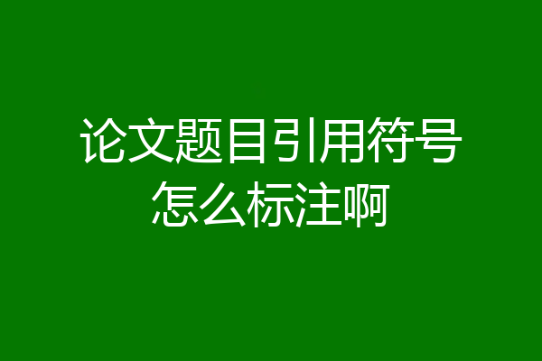 论文题目引用符号怎么标注啊