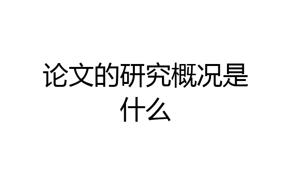 论文的研究概况是什么
