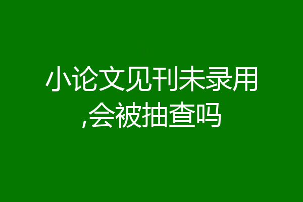 小论文见刊未录用,会被抽查吗